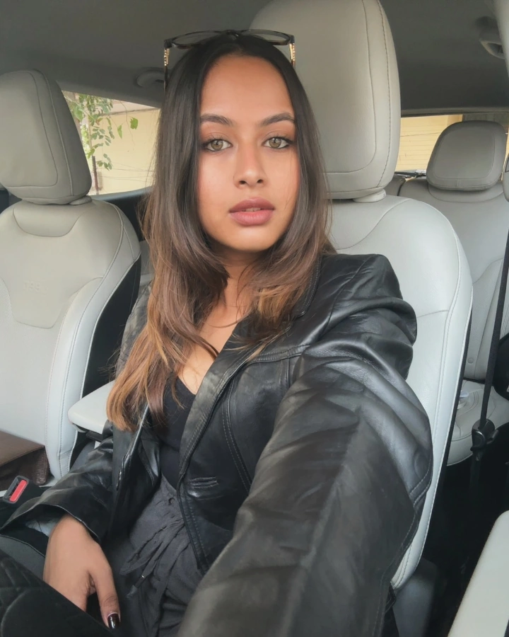 Gargi Raut sitting in her car