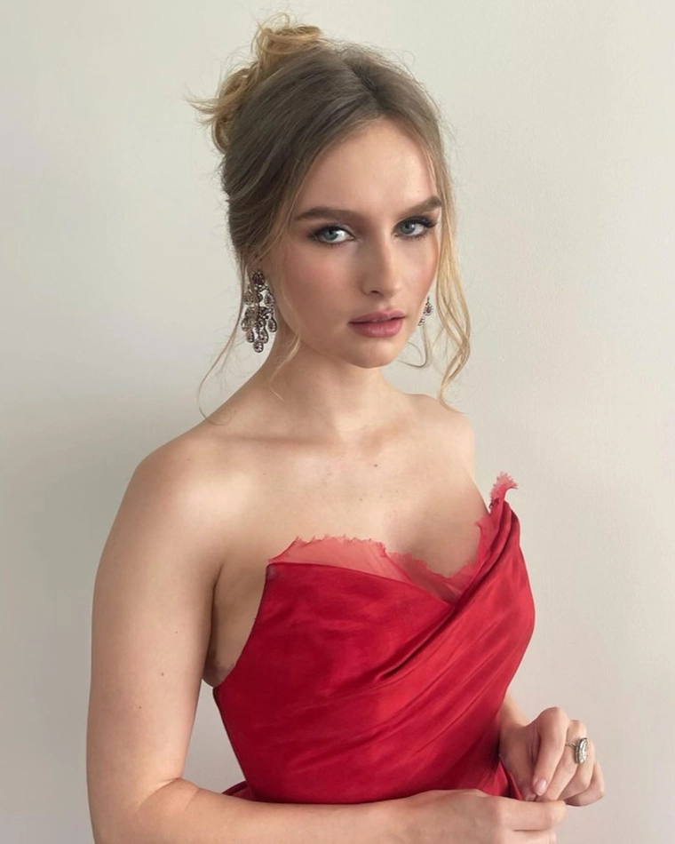 Olivia DeJonge Red Dress Image